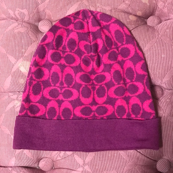Coach Purple and Fuschia Pink Scarf and Hat Set - Picture 2 of 8